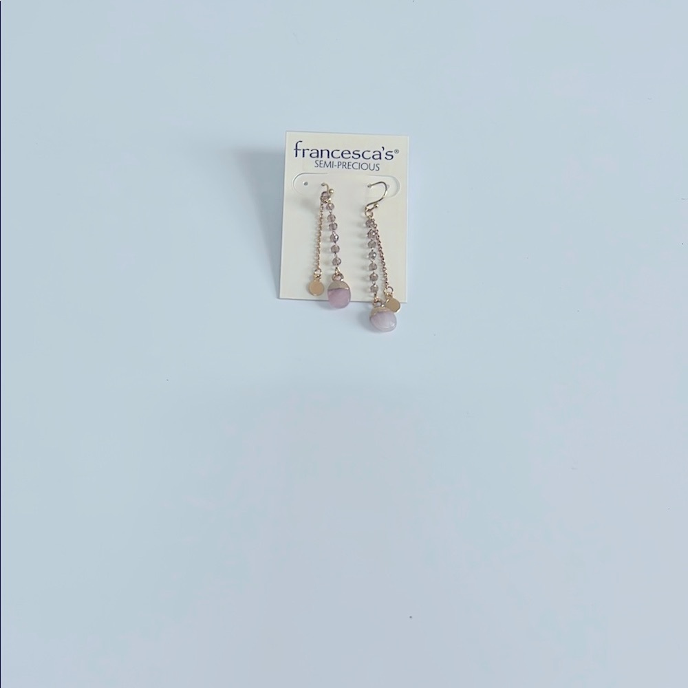Francesca's Collections Pink and Gold Geometric Earrings